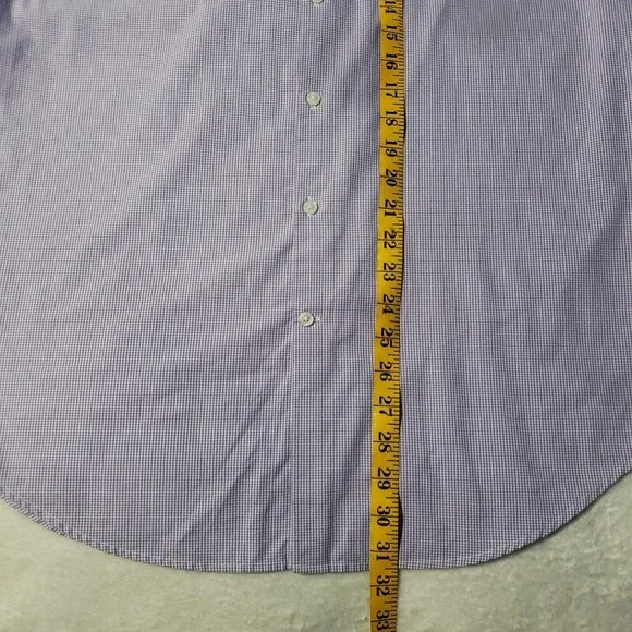 Tailorbyrd Button Down Shirt Men's Size 16 1/2 (34-35) Trim Purple Gingham Check - Picture 7 of 9
